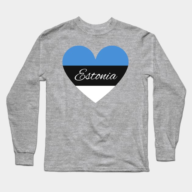 Estonia Heart Flag Long Sleeve T-Shirt by LukjanovArt